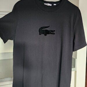 Lacoste Men’s XL Black Tonal Crocodile Logo T-Shirt Regular Fit